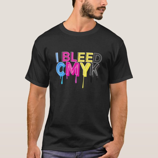 T-shirt J'ai saigné CMYK Couleur Modèle Cool Enseignant pl (Devant)