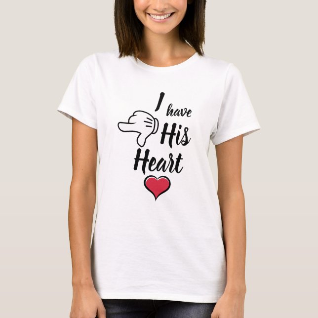 T-shirt J'ai son coeur drôle couples Valentines (Devant)