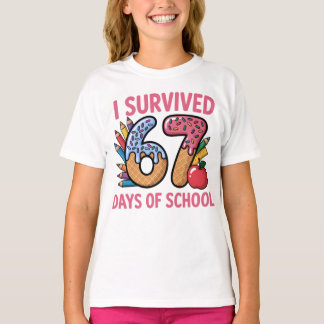 T-shirt J'ai survécu 67 jours de crème glacée en gaufre de