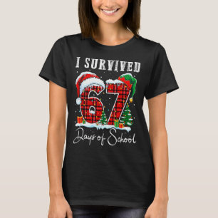 T-shirt J'ai survécu 67 jours de l'école Canne en bonbon d