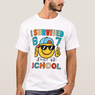 T-shirt J'ai survécu 67 jours d'école drôle 67 mème étudia