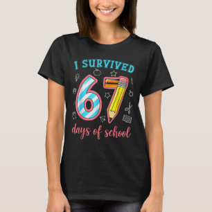T-shirt J'ai survécu 67 jours d'école drôle 67 mème profes