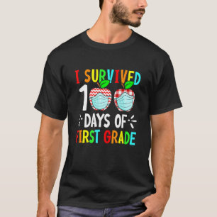 T-shirt J'Ai Survécu À 100 Jours De 1Ere Classe Masque Vis