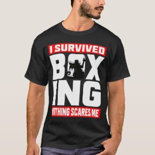 T-shirt J'Ai Survécu À La Boxe Rien Ne Me Fait Peur Chat E