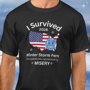 T-shirt J'ai Survécu à la Tempête Hivernale Fern Drôle Mis