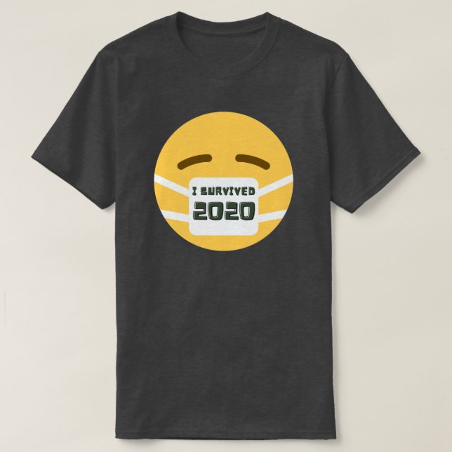 T-shirt J'ai survécu à l'Emoji Masque 2020 (Design devant)