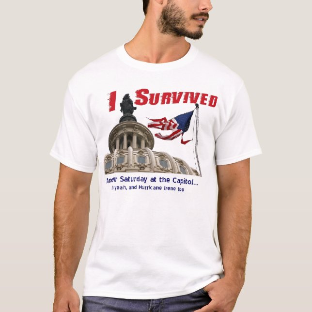 T-shirt J'ai survécu à l'ouragan Irène au capitol (Devant)