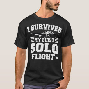 T-shirt J'Ai Survécu À Mon Premier Vol Solo - Pilote