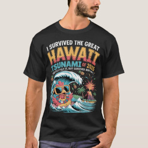 T-shirt J'Ai Survécu Au Grand Tsunami D'Hawaï De 2025, En