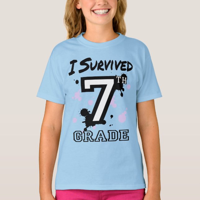 T-shirt J'ai survécu aux filles de la 7e année (Devant)