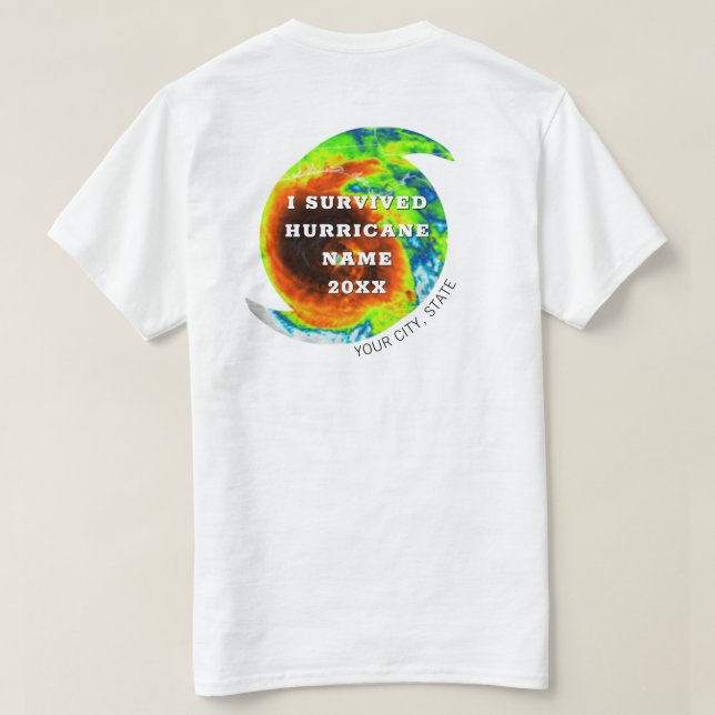 T-shirt J'AI SURVÉCU HURRICANE City State Personnalisé T-S (Design dos)