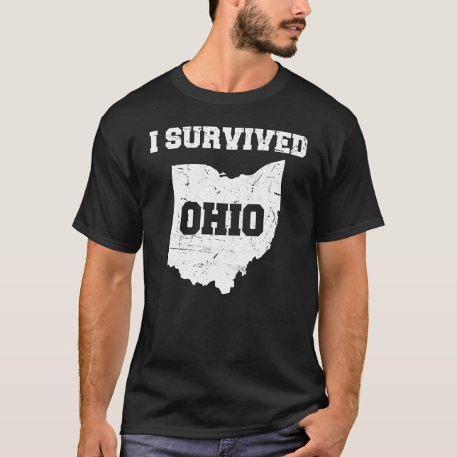 T-shirt J'ai survécu Mème Ohio Distressed Design (Devant)