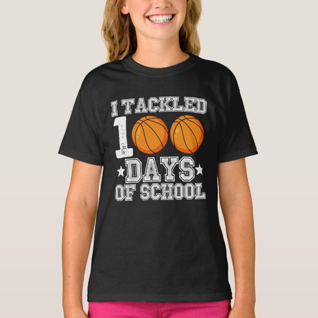 T-shirt J'ai traité 100 jours de basket-ball scolaire (Devant)