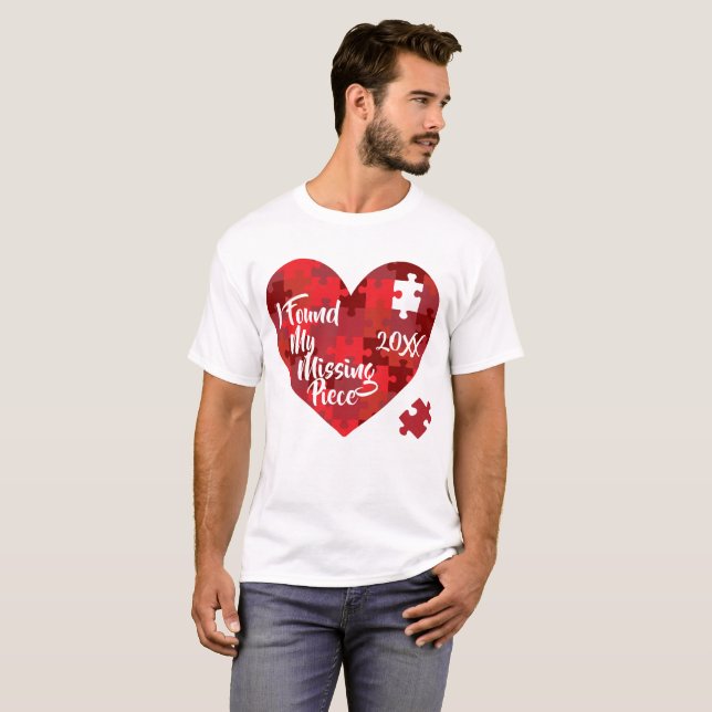 T-shirt J'ai trouvé mon morceau absent - coeur de puzzle (Devant entier)