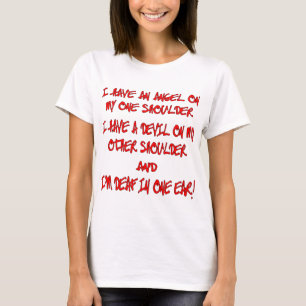 T-shirt J'Ai Un Ange Sur Une Épaule Un Diable Sur L'Autre