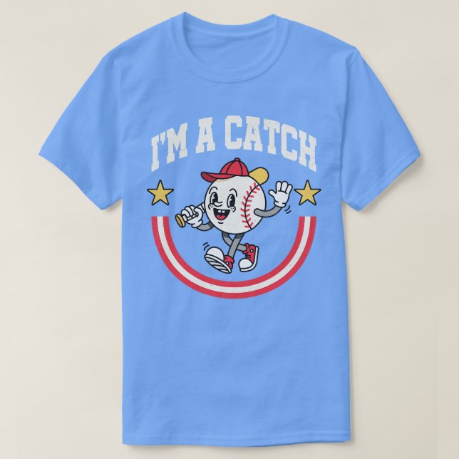 T-shirt J'Ai Un Catch Drôle Souriant Sur Le Baseball (Design devant)