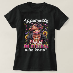 T-shirt J'Ai Une Attitude Sarcastique Highland Cow