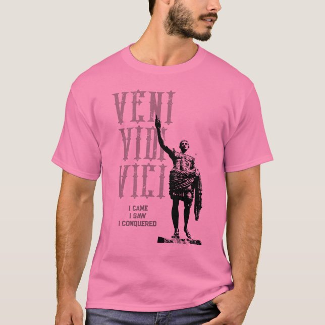 T-shirt J'Ai Vu J'Ai Conquis Veni Vidi Vici Mens Rose (Devant)