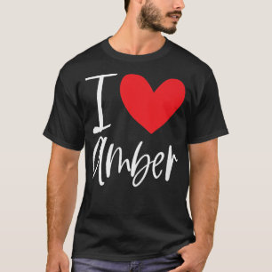 T-shirt J'aime Amber Nom Personnalisé Fille Femme Bff Amie