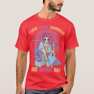 T-shirt J'Aime Anime Samurais Et Shiba Inu Kawaii Otaku