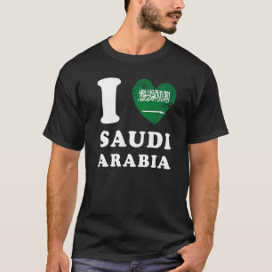 T-shirt J'aime Arabie Saoudite Drapeau de Coeur Arabie Sao