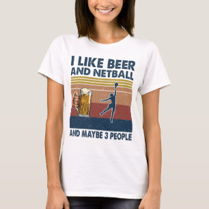 T-shirt J'aime Beer et Netball Player Coach Sport Funny D