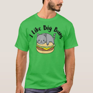 T-shirt J'Aime Big Buns Funny Cat Hamburger Design