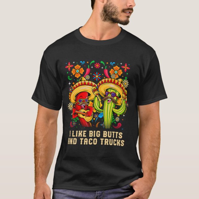 T-shirt J'aime Big Butts et Taco Trucs Taco Fiesta (Devant)