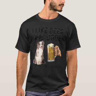T-shirt J'Aime Boire De La Bière Et Des Chiens Merle Colli