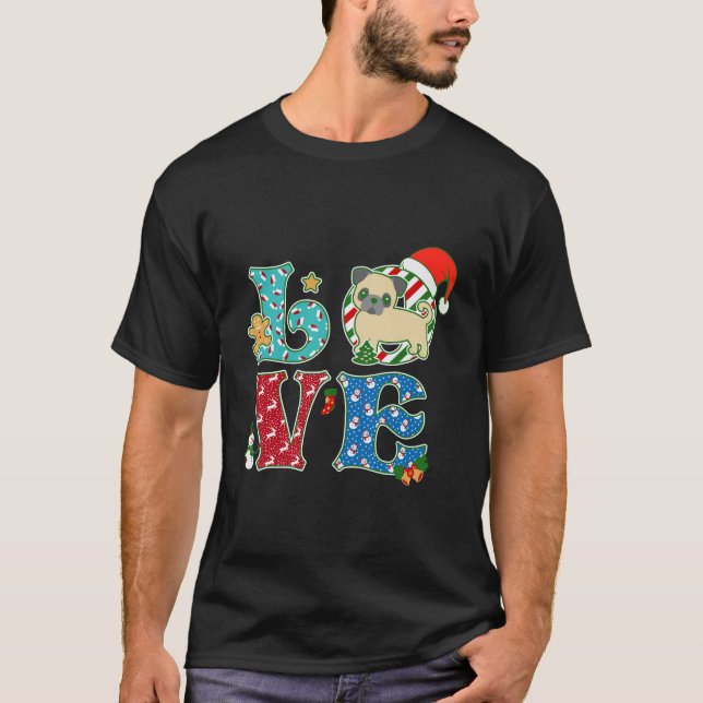 T-shirt J'aime Carlin chien Noël (Devant)