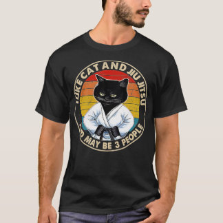 T-shirt J'Aime Chats Et Jiu Jitsu Et Peut-Être 3 Personnes