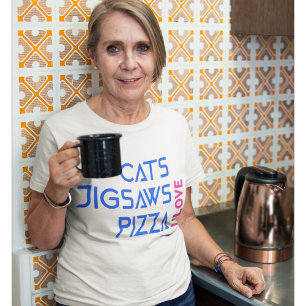 T-shirt J'aime chats jigsaws pizza