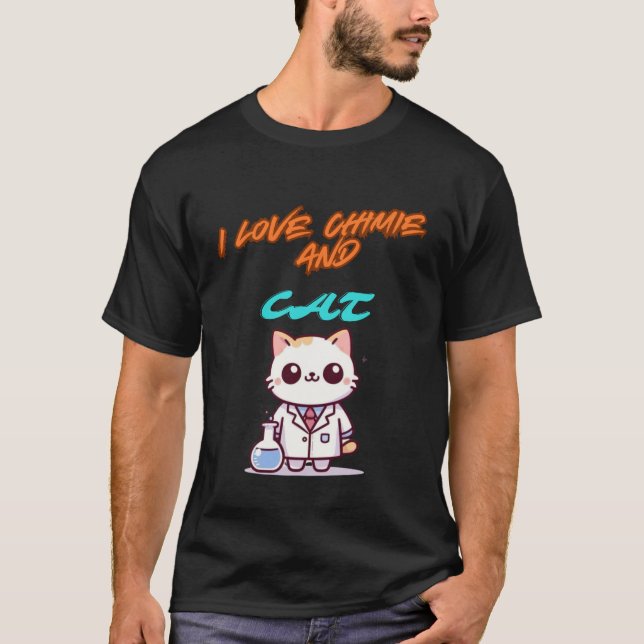 T-shirt j'aime chimie et chat (Devant)