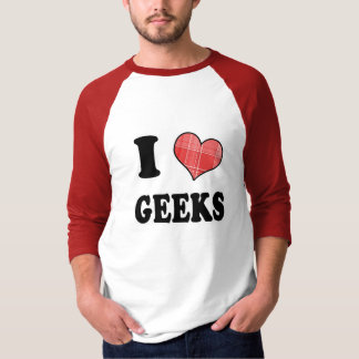 T-shirt J'aime (cœur à carreaux) les geeks