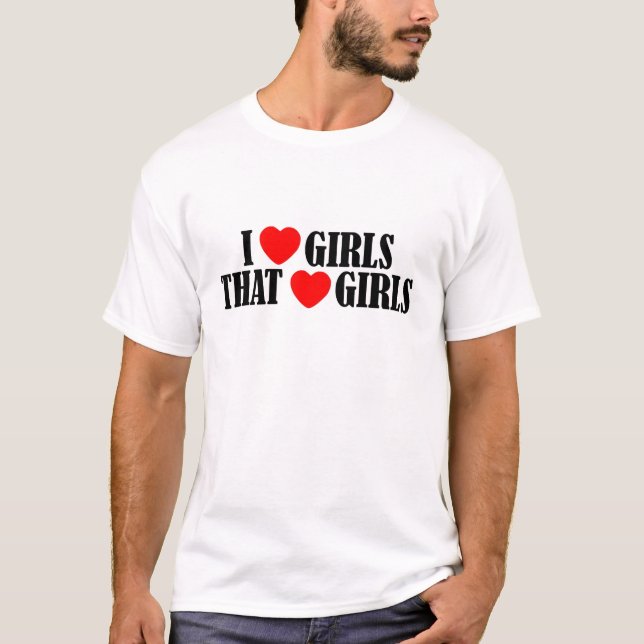 T-shirt J'aime (coeur) les filles qui aiment (coeur) les f (Devant)