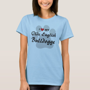 T-shirt J'aime (coeur) ma vieille chemise de Bulldogge de