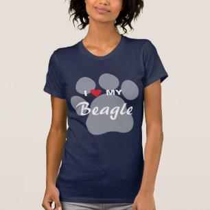 T-shirt J'aime (coeur) mon beagle Pawprint