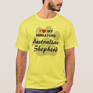 T-shirt J'aime (coeur) mon berger australien miniature