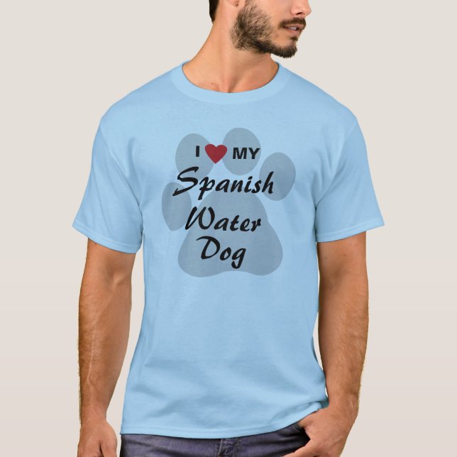 T-shirt J'aime (coeur) mon chien d'eau espagnol (Devant)