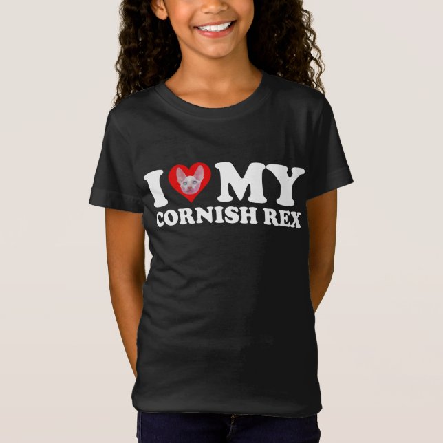 T-Shirt J'aime (Cœur) Mon Cornish Rex (Devant)