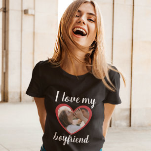 T-shirt J'aime coeur mon petit ami photo personnalisée noi