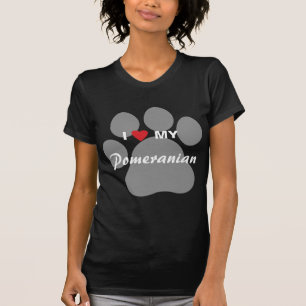 T-shirt J'aime (coeur) mon Pomeranian Pawprint