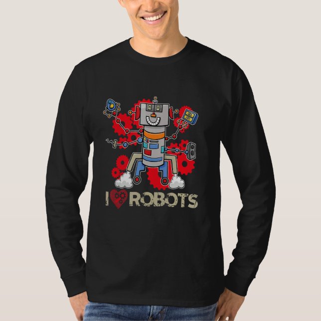 T-shirt J'Aime Construire Robots Machines Robotique (Devant)