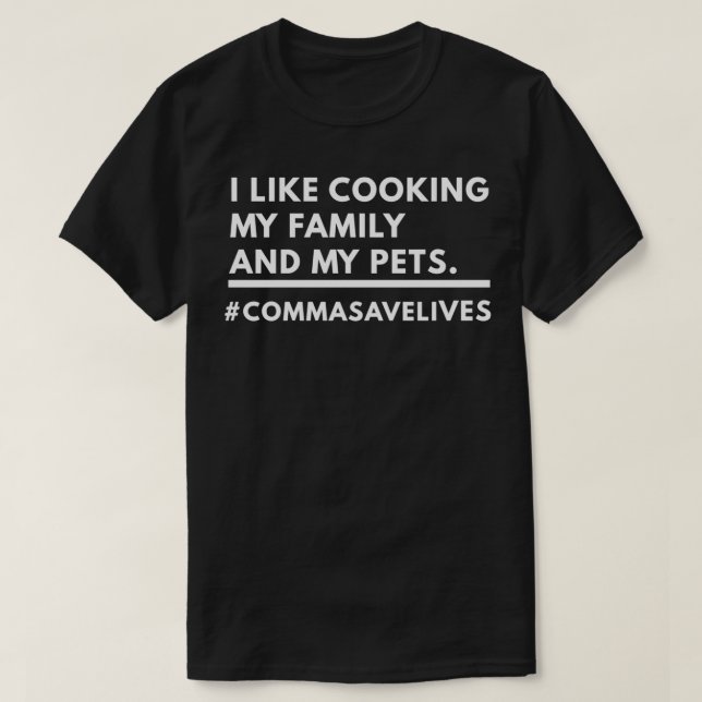 T-shirt J'aime Cuisine Ma famille et mes animaux (Design devant)
