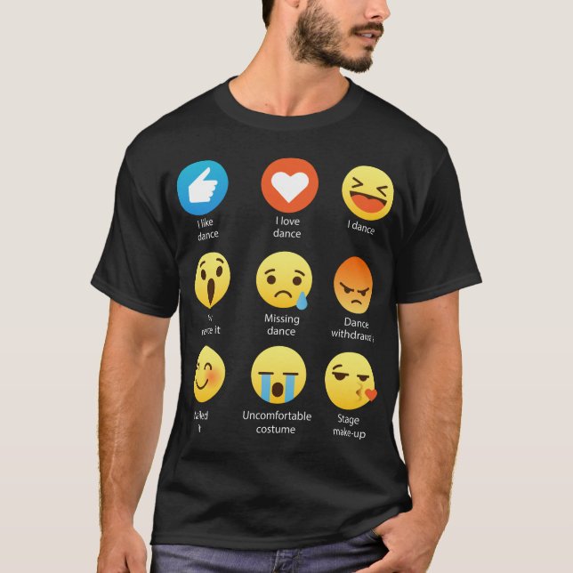 T-shirt J'aime danser la conception graphique d'émoticône (Devant)