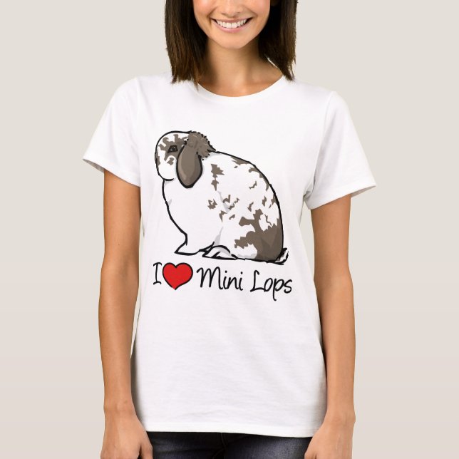 T-shirt J'aime de mini lapins de Lop (Devant)