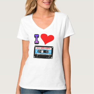 T-SHIRT J'AIME DE RÉTROS BANDES DE MÉLANGE DE CASSETTE