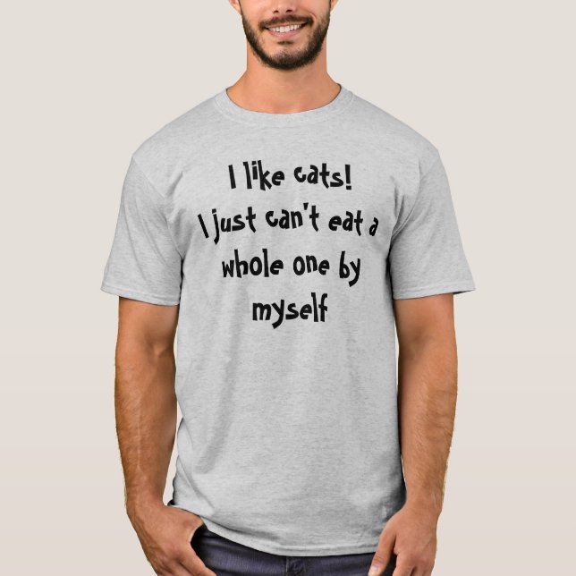 T-shirt J'aime des chats ! Je juste ne peux pas manger (Devant)