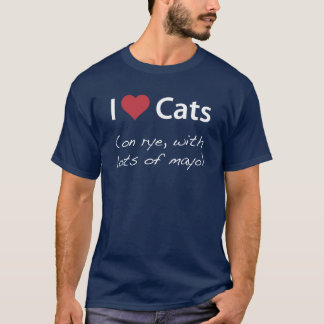 T-shirt J'aime des chats (sur le seigle, avec un bon
