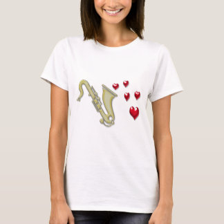 T-shirt J'aime des coeurs de Saxaphone